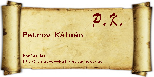 Petrov Kálmán névjegykártya